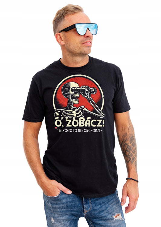 NIKOGO TO NIE OBCHODZI męska Koszulka T-Shirt z nadrukiem Bawełniana