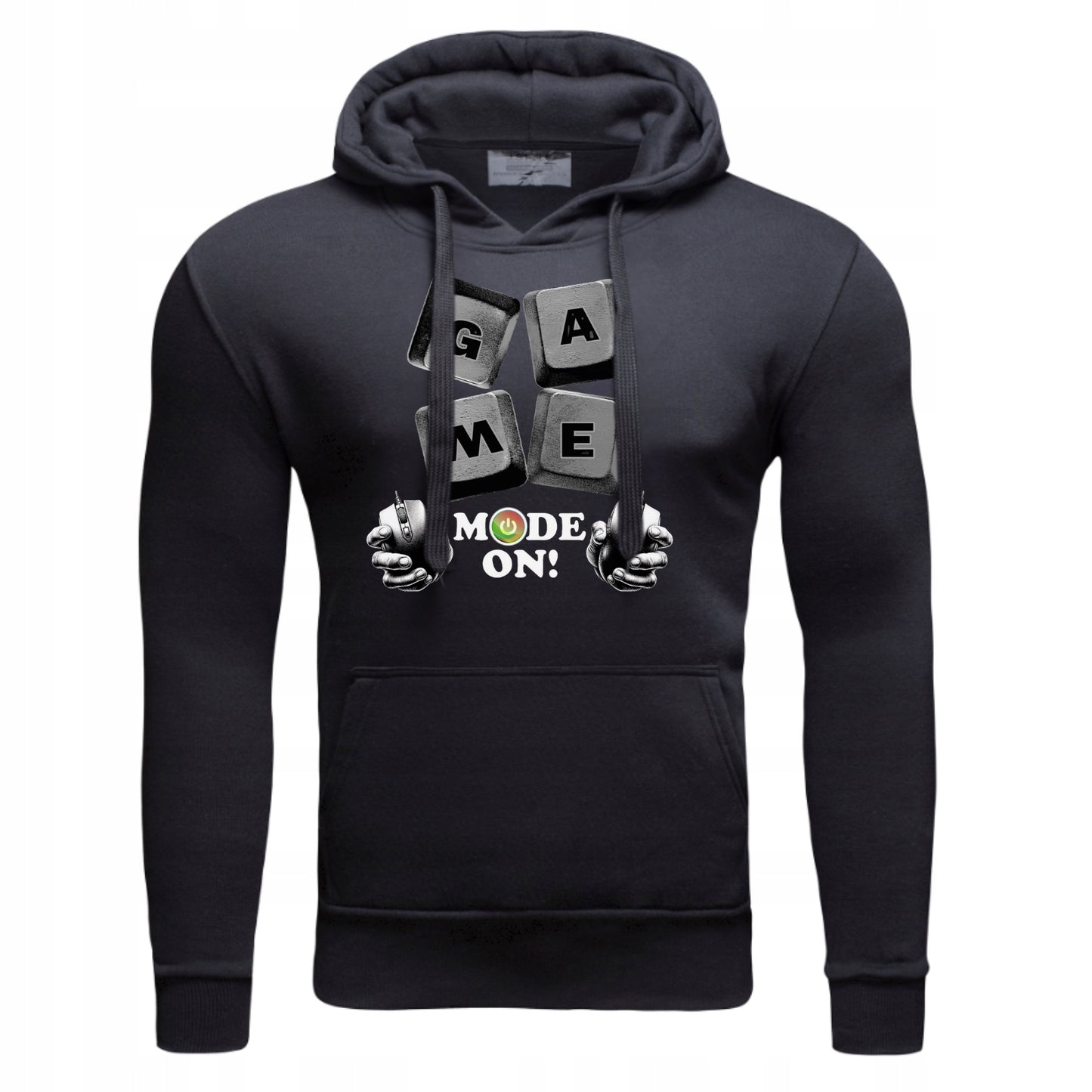 GAMINGOWA MODE ON NA PREZENT Męska Bluza Dresowa z kapturem Nadrukiem