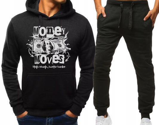 MONEY MOVES SPORTOWY MESKI KOMPLET DRESOWY BLUZA Z KAPTUREM+SPODNIE