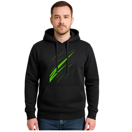 GREEN MONSTER Czarna Męska Bluza Dresowa z kapturem z Nadrukiem