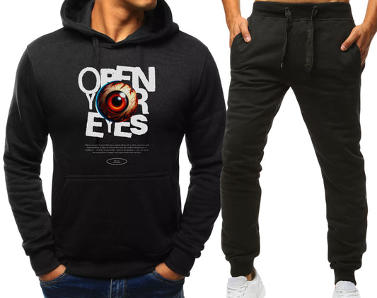 OPEN EYES SPORTOWY MESKI KOMPLET DRESOWY BLUZA Z KAPTUREM+SPODNIE